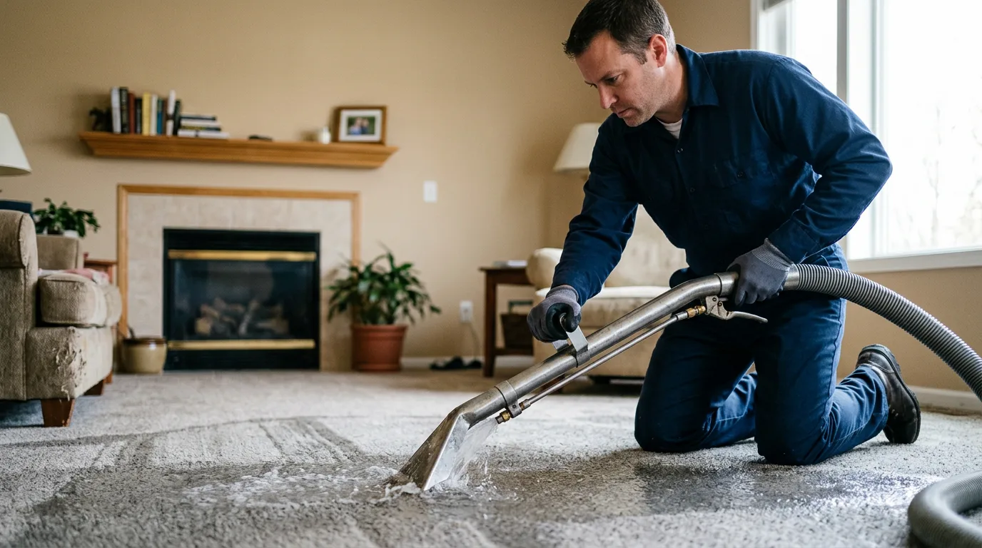 Water damage restoration technician working near Petersham, MA